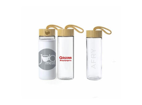 Botella de cristal con funda protectora