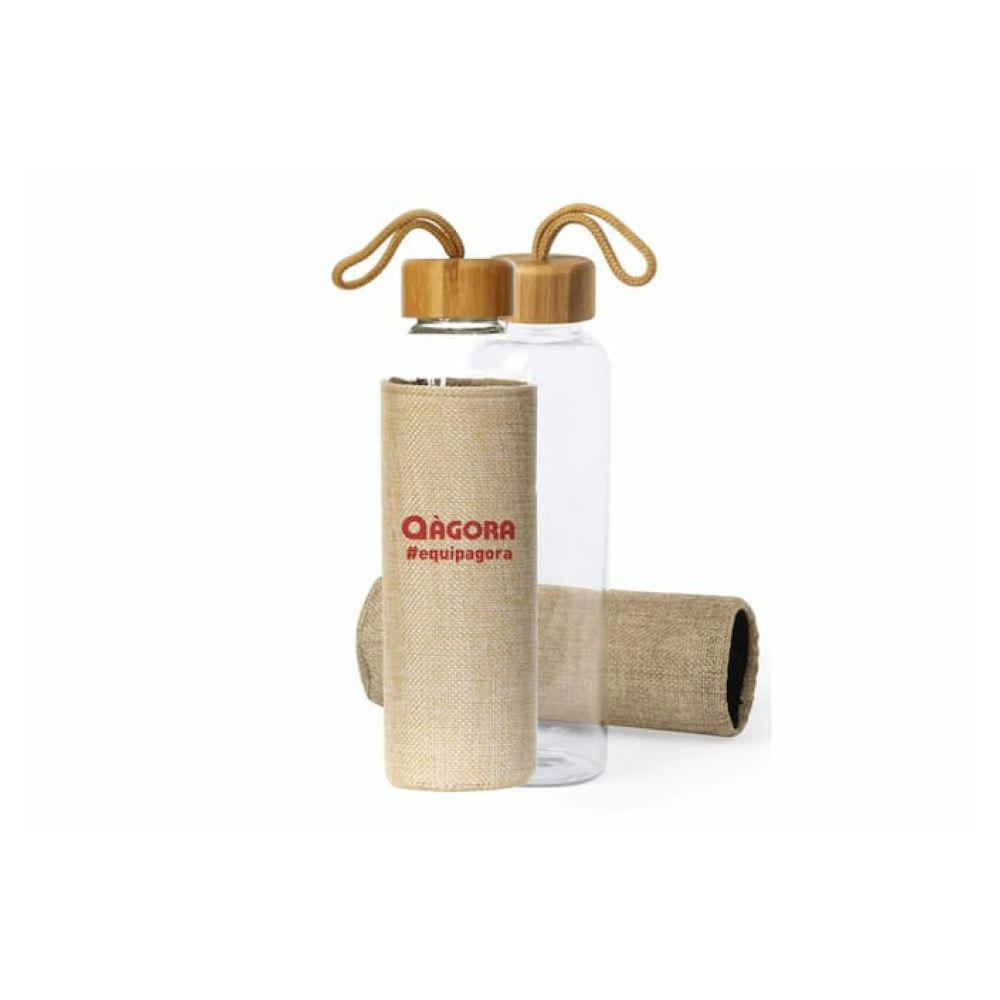 Botella de cristal con funda protectora