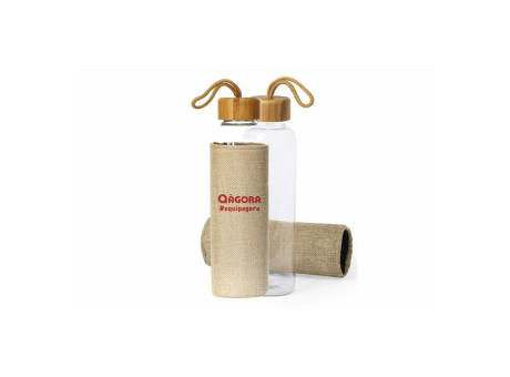 Botella de cristal con funda protectora
