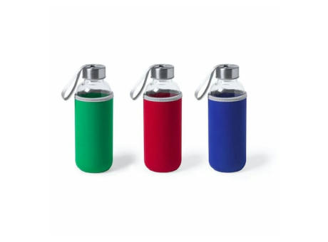 Botella de cristal con funda protectora