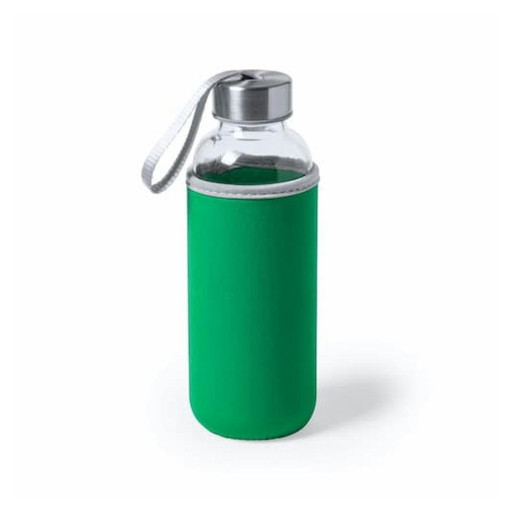 Botella de cristal con funda protectora