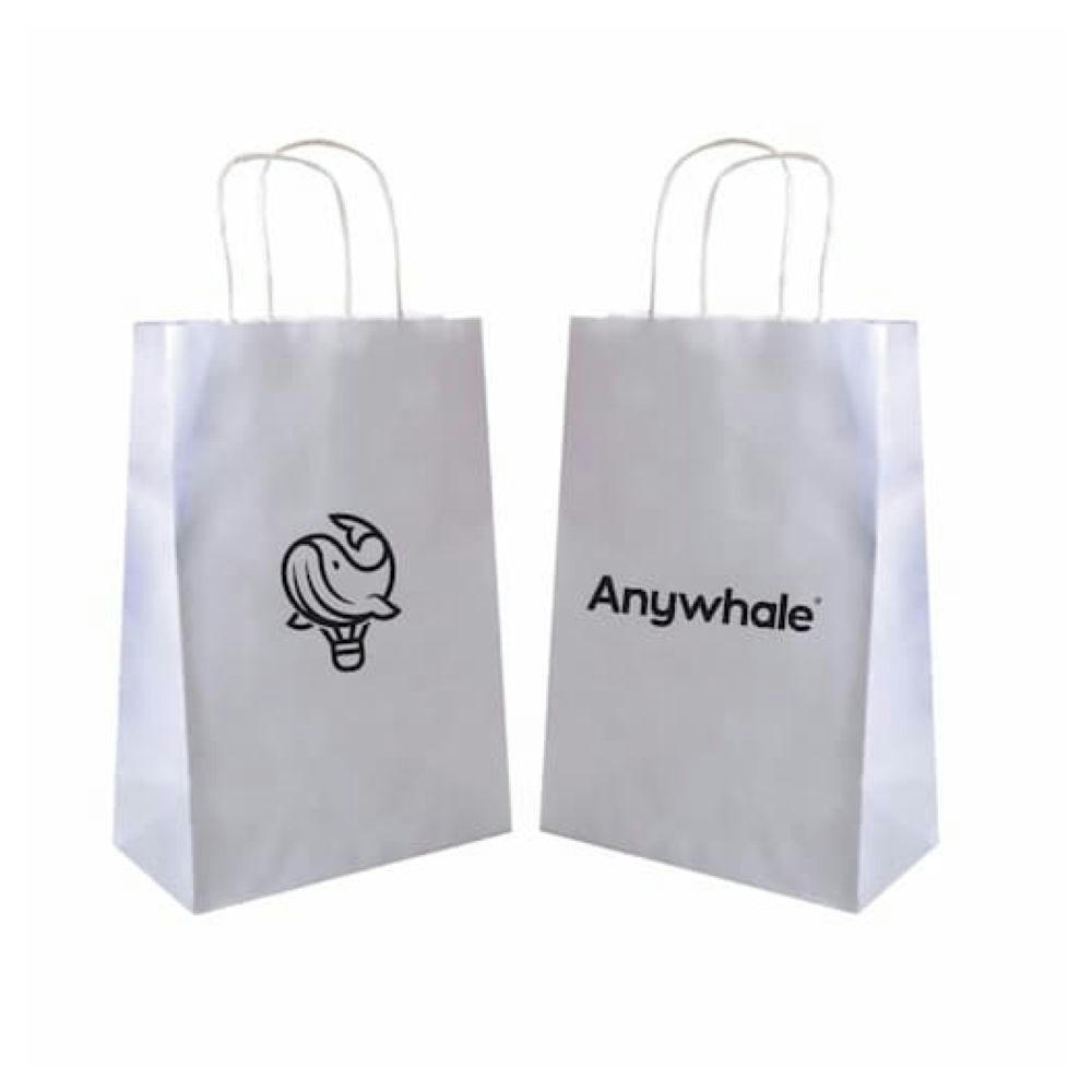 Bolsa de papel blanco con asa personalizada