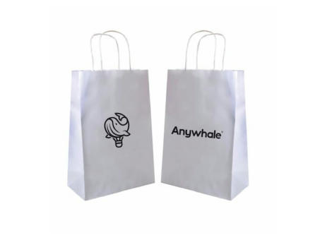 Bolsa de papel blanco con asa personalizada
