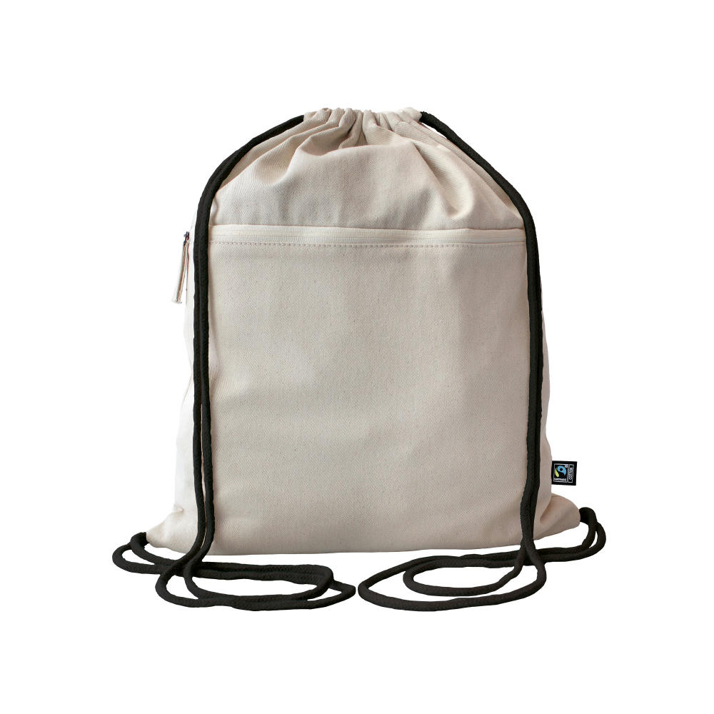Fairtrade Baumwollrucksack Toni, Kordelfarbe black