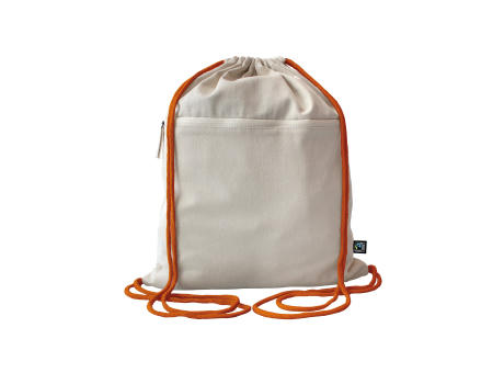 Fairtrade Baumwollrucksack Toni, Kordelfarbe orange