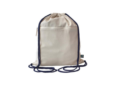 Fairtrade Baumwollrucksack Toni, Kordelfarbe navy