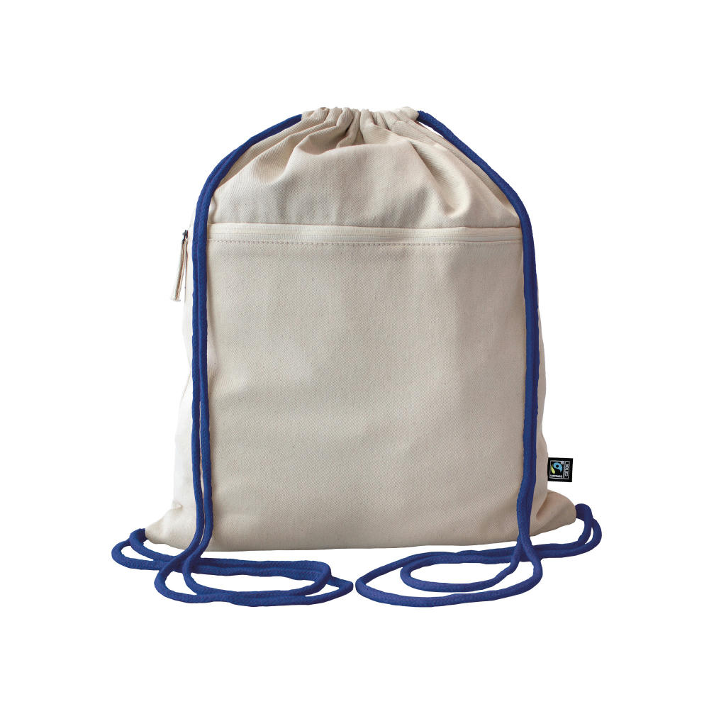 Fairtrade Baumwollrucksack Toni, Kordelfarbe royal