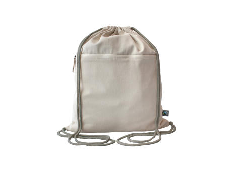 Fairtrade Baumwollrucksack Toni, Kordelfarbe stone