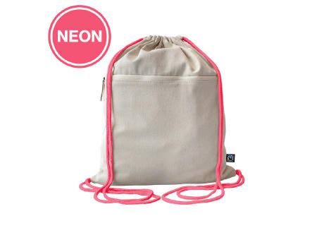 Fairtrade Baumwollrucksack Toni, Kordelfarbe neon pink