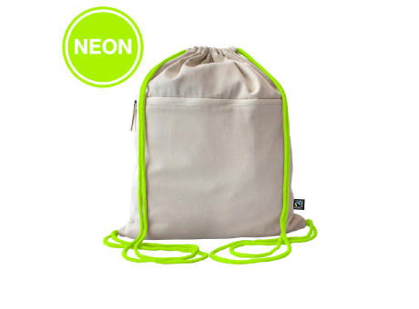 Fairtrade Baumwollrucksack Toni, Kordelfarbe neon yellow