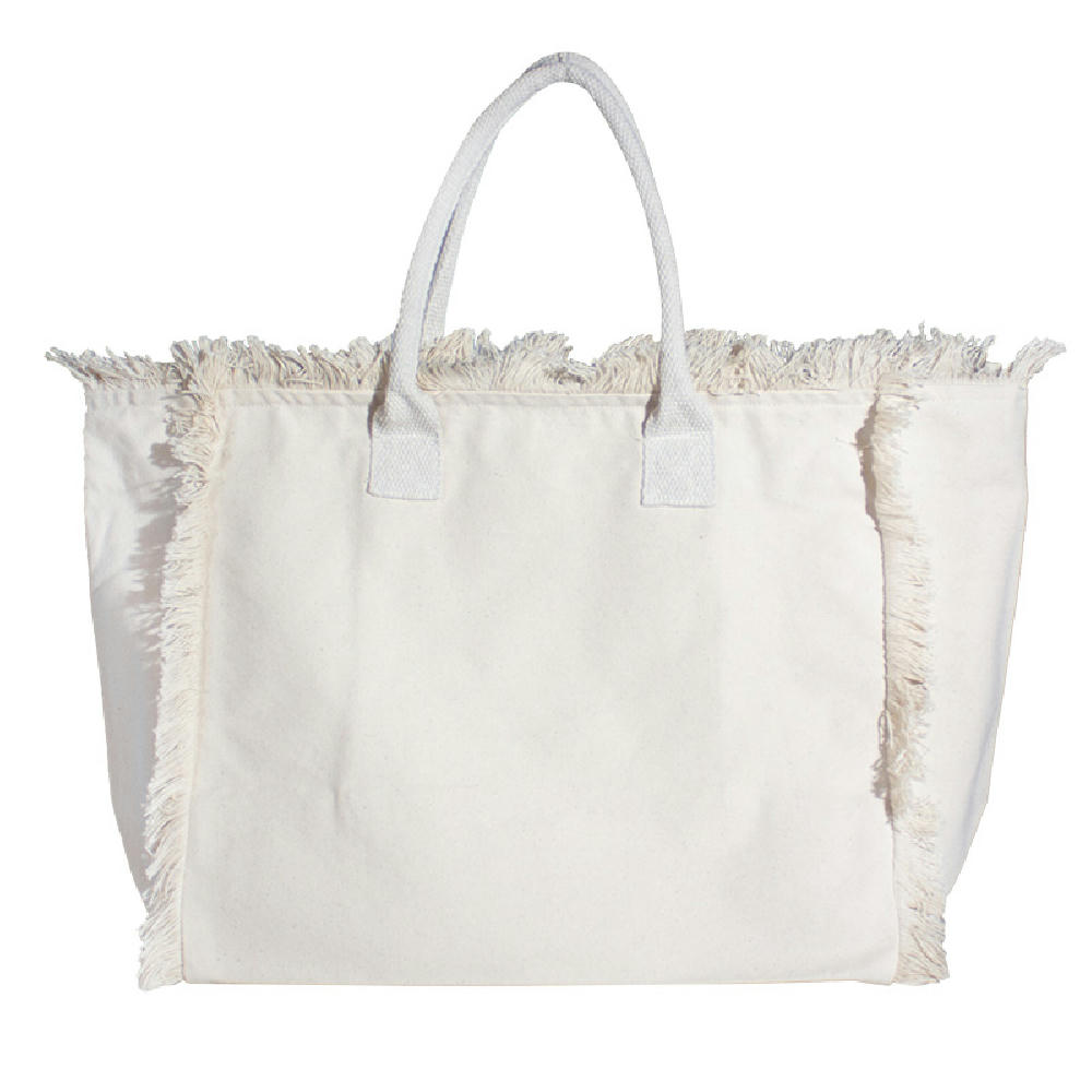 Organic Fairtrade Strandtasche Lola mit farbigen Henkeln nature