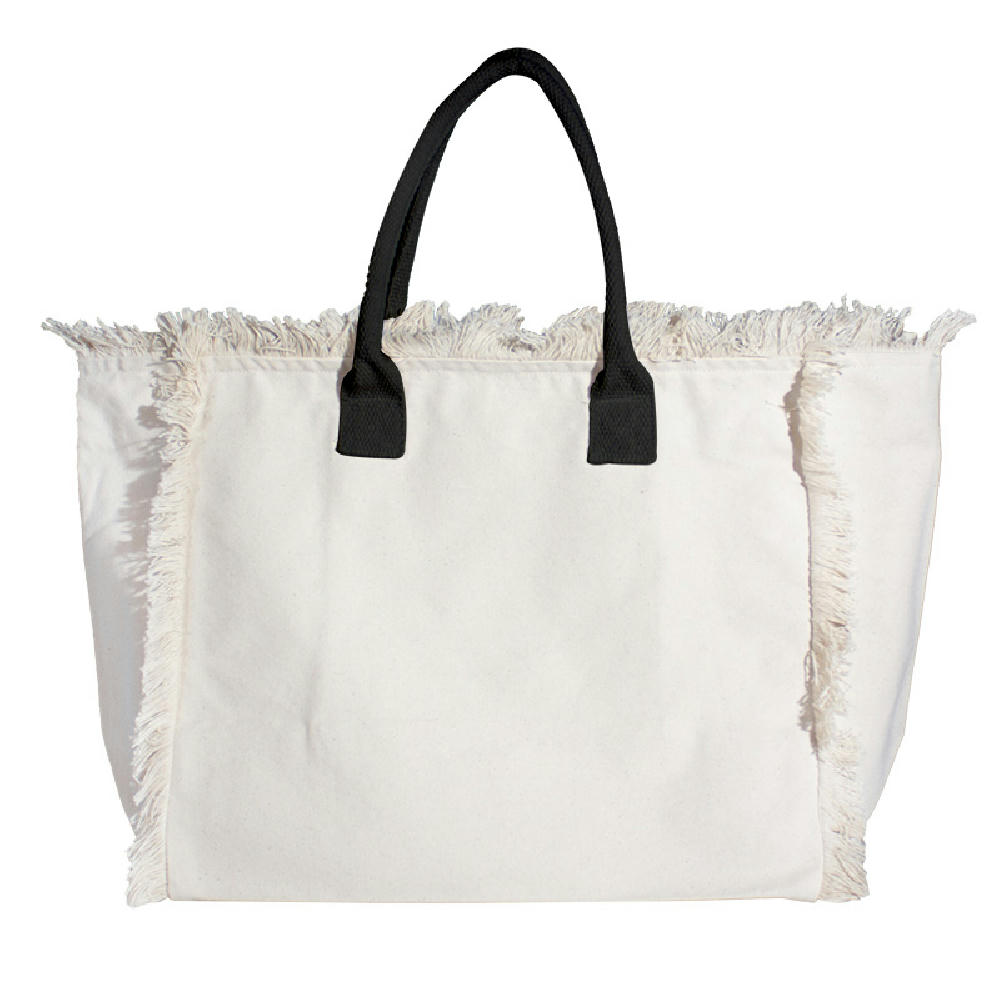 Organic Fairtrade Strandtasche Lola mit farbigen Henkeln black