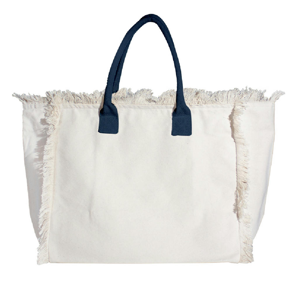 Organic Fairtrade Strandtasche Lola mit farbigen Henkeln navy