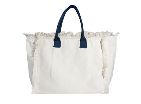 Organic Fairtrade Strandtasche Lola mit farbigen Henkeln navy