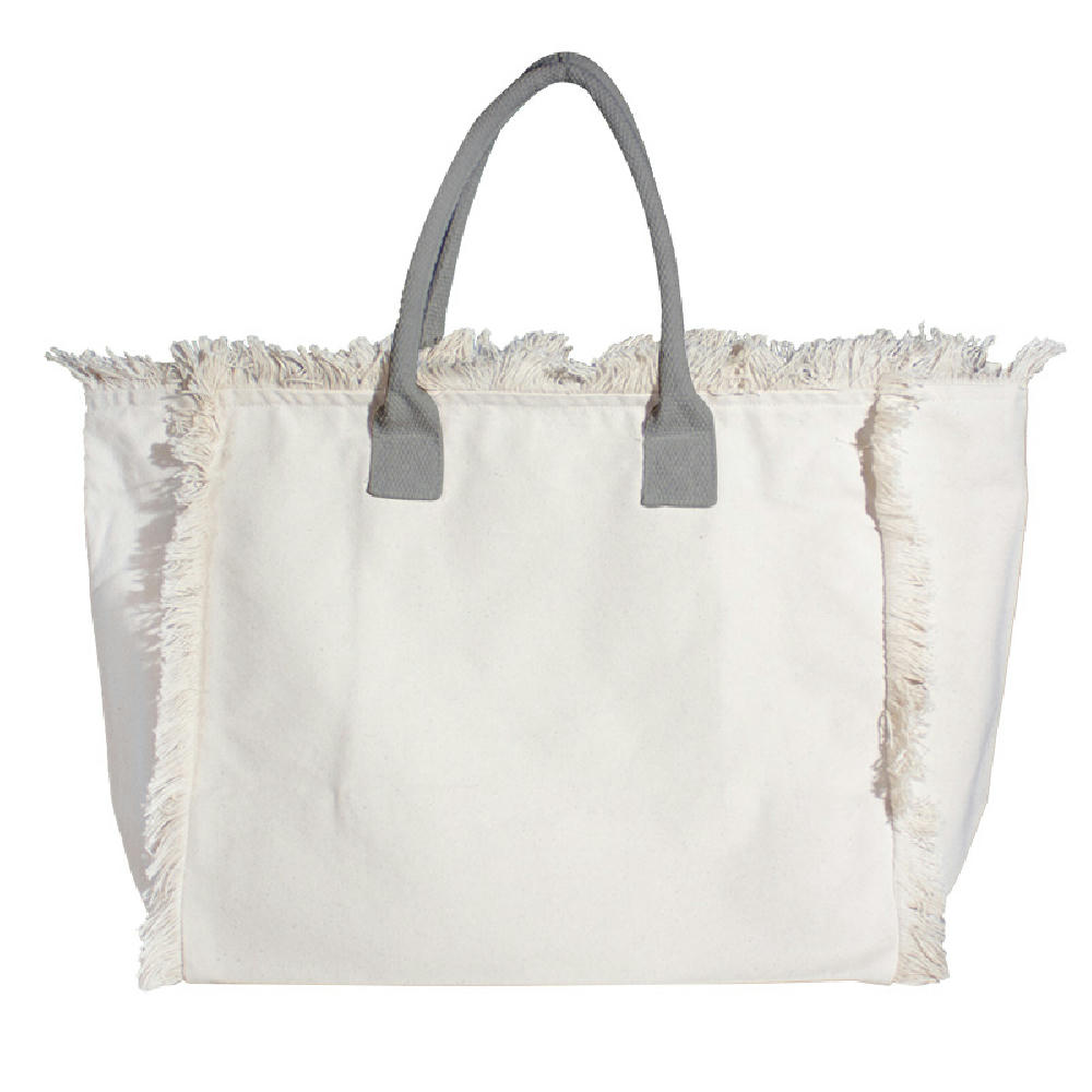 Organic Fairtrade Strandtasche Lola mit farbigen Henkeln grey