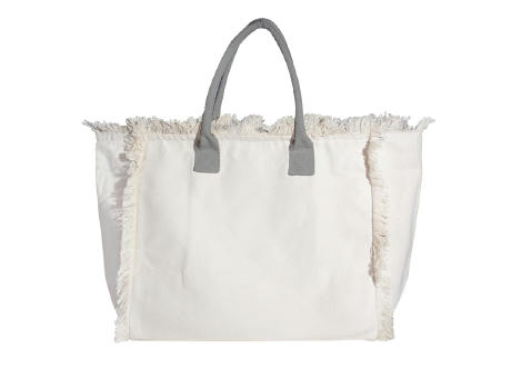 Organic Fairtrade Strandtasche Lola mit farbigen Henkeln grey