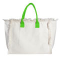 Organic Fairtrade Strandtasche Lola mit farbigen Henkeln neon green