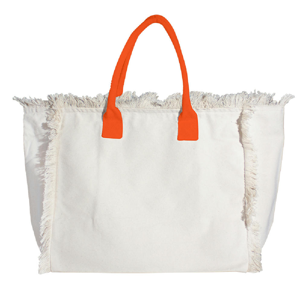 Organic Fairtrade Strandtasche Lola mit farbigen Henkeln neon orange