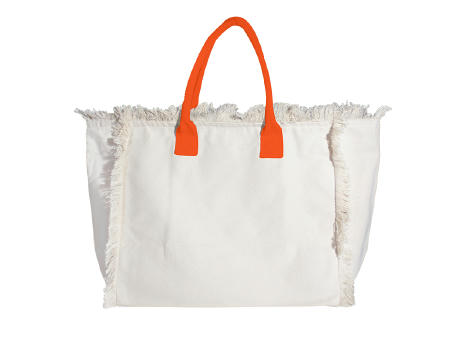 Organic Fairtrade Strandtasche Lola mit farbigen Henkeln neon orange