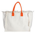 Organic Fairtrade Strandtasche Lola mit farbigen Henkeln neon orange