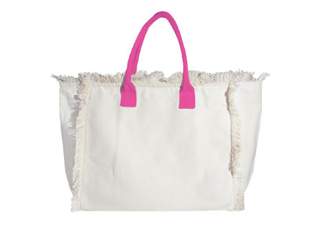 Organic Fairtrade Strandtasche Lola mit farbigen Henkeln neon pink