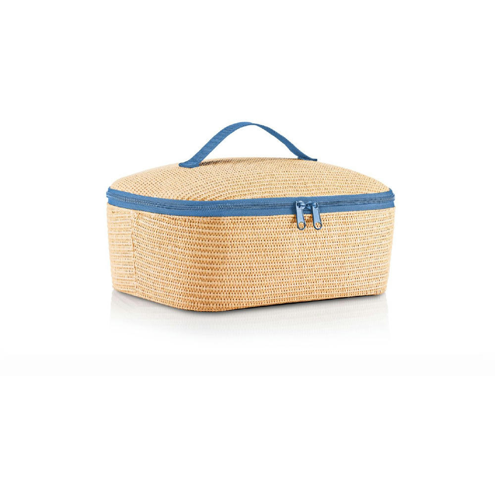 coolerbag M pocket raffia blue