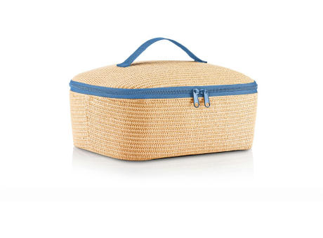 coolerbag M pocket raffia blue