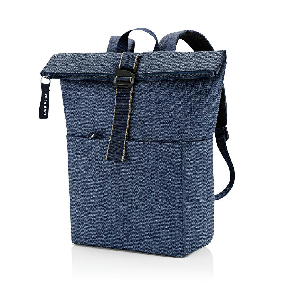 rolltop backpack herringbone dark blue