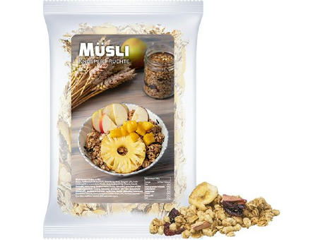 Müsli Knusper Früchte, ca. 60g, Express Maxi-Tüte mit Etikett