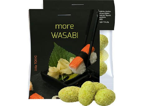 Erdnüsse Wasabi, ca. 10g, Express Midi-Tüte mit Werbereiter