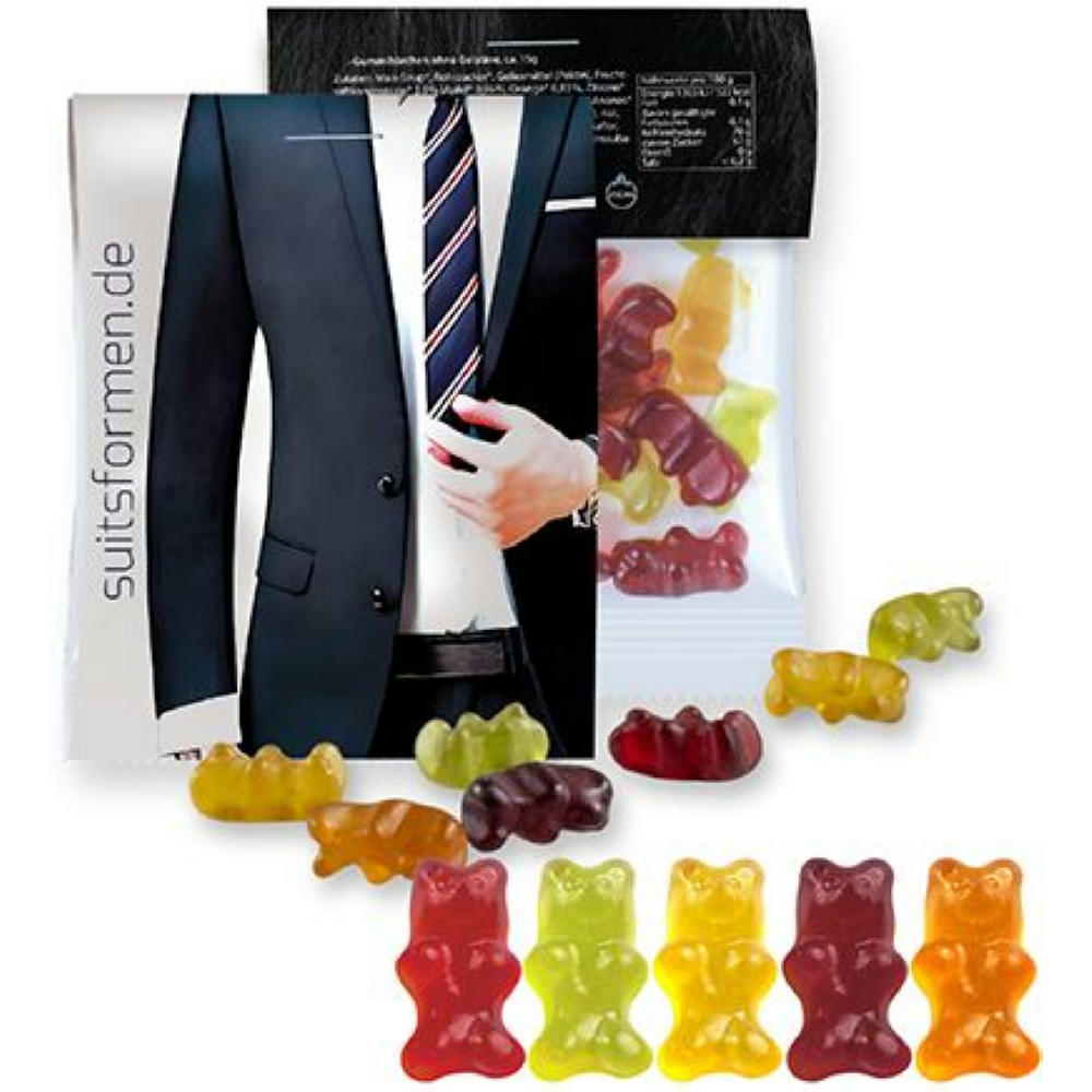 Gummibärchen ohne Gelatine, ca. 15g, Express Midi-Tüte mit Werbereiter