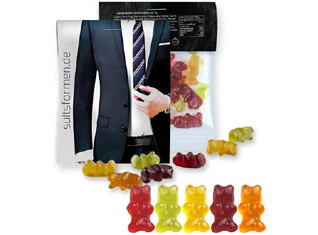 Gummibärchen ohne Gelatine, ca. 15g, Express Midi-Tüte mit Werbereiter