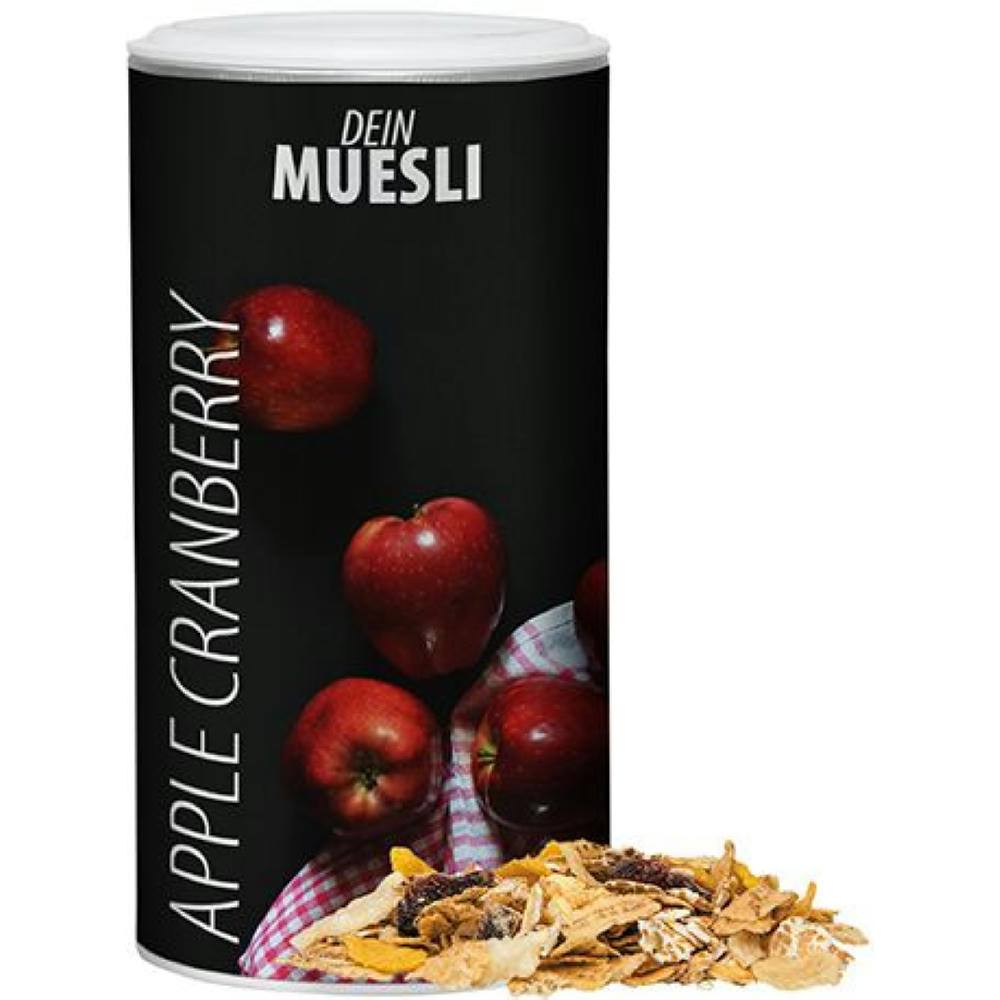 Müsli Apfel-Cranberry, ca. 160g, Pappdose Medium