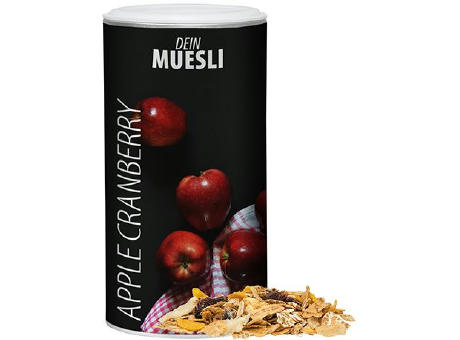 Müsli Apfel-Cranberry, ca. 160g, Pappdose Medium