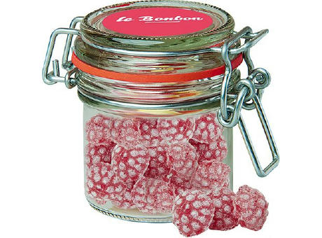 Himbeer Bonbons, ca. 60g, Bonbonglas Mini