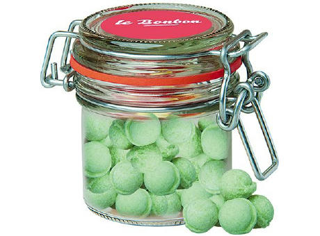 Waldmeister-Brause Bonbons, ca. 60g, Bonbonglas Mini