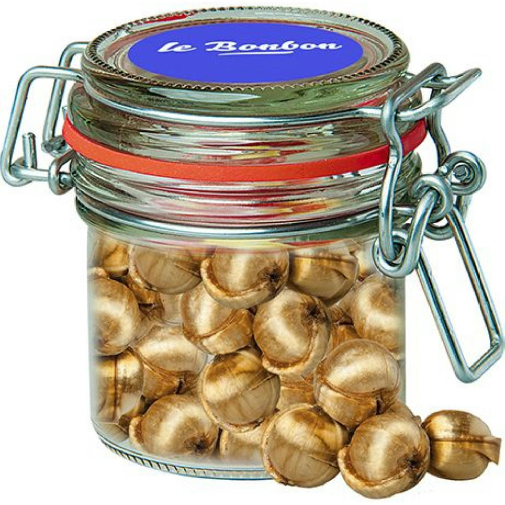 Goldnüsse Bonbons, ca. 60g, Bonbonglas Mini