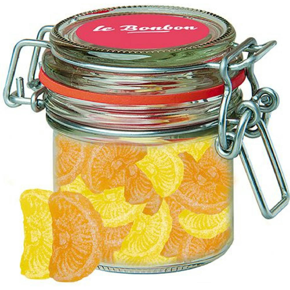 Zitrone und Orangen Bonbons, ca. 60g, Bonbonglas Mini