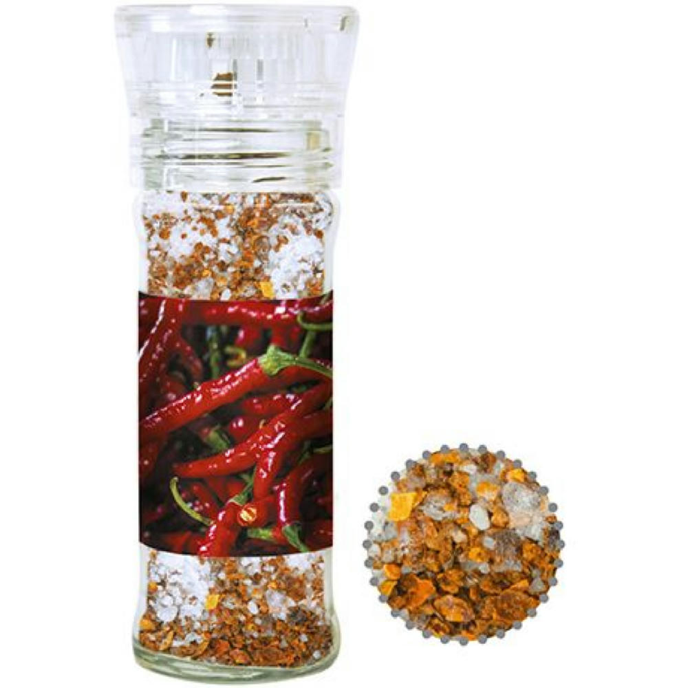 Gewürzmischung Chili-Salz, ca. 35g, transparente Gewürzmühle