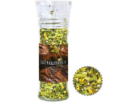 Gewürzmischung BBQ Kräuter Rub, ca. 30g, transparente Gewürzmühle