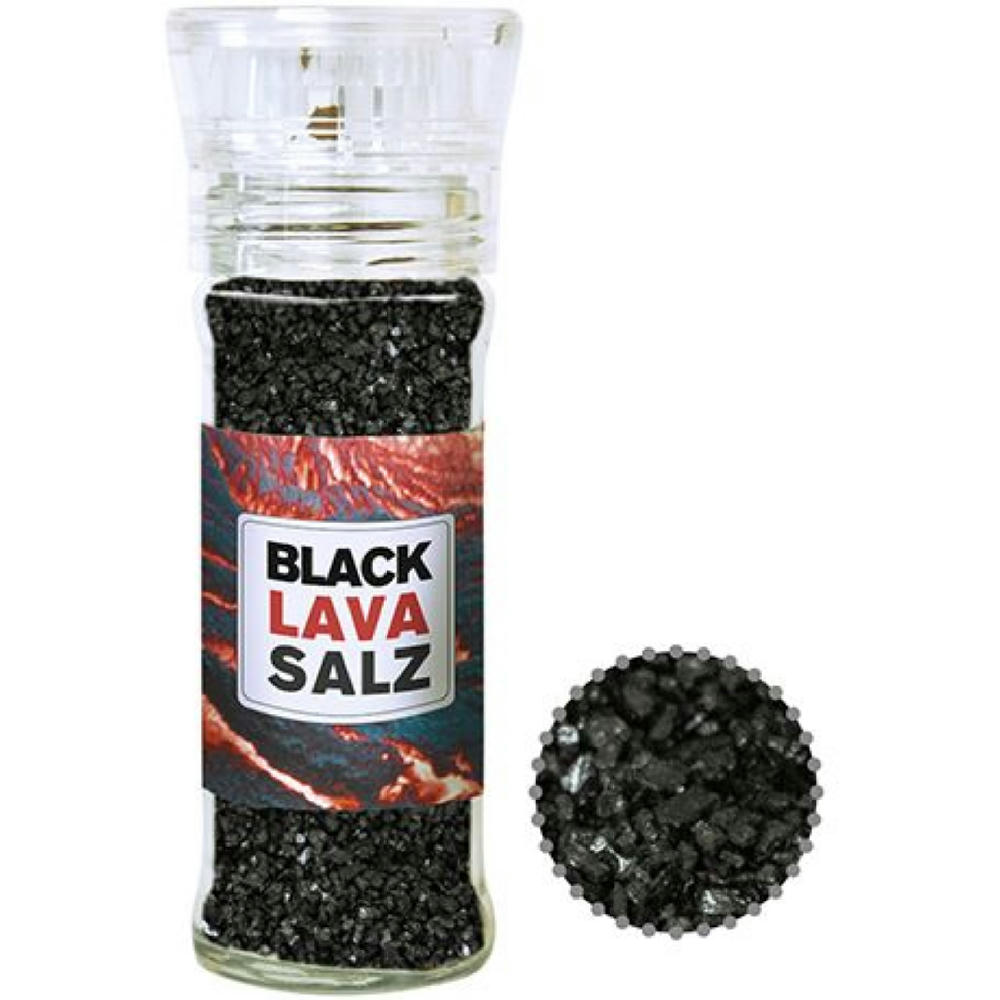 Gewürzmischung Black Lava Salz, ca. 80g, transparente Gewürzmühle