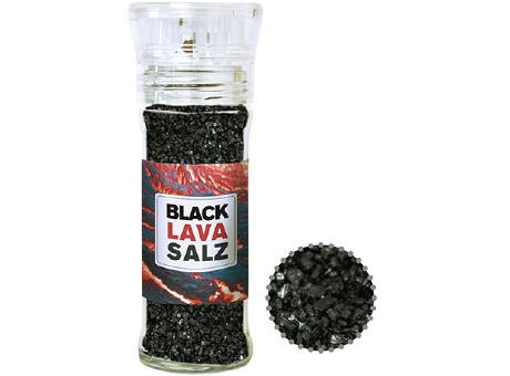 Gewürzmischung Black Lava Salz, ca. 80g, transparente Gewürzmühle