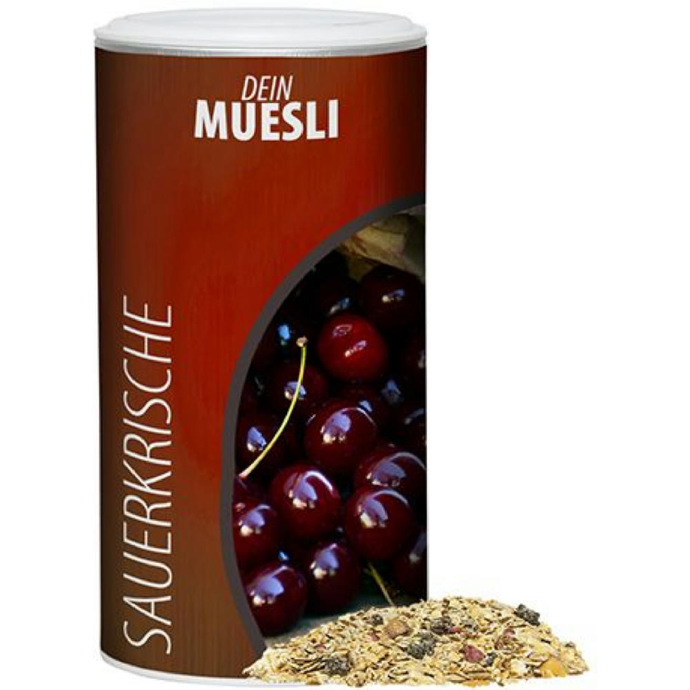 Müsli Sauerkirsche, ca. 150g, Pappdose Medium