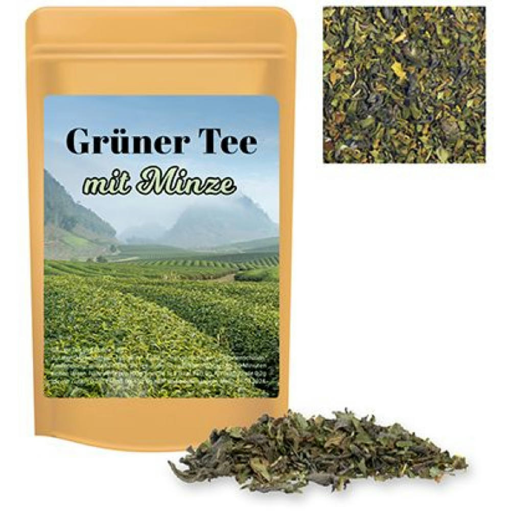 Grüner Tee mit Minze, ca. 12g, Standbeutel Mini