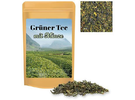 Grüner Tee mit Minze, ca. 12g, Standbeutel Mini