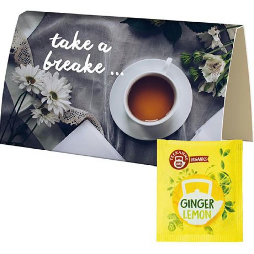 Beuteltee Ginger Lemon, ca. 1,8g, Werbekarte A6 gefaltet