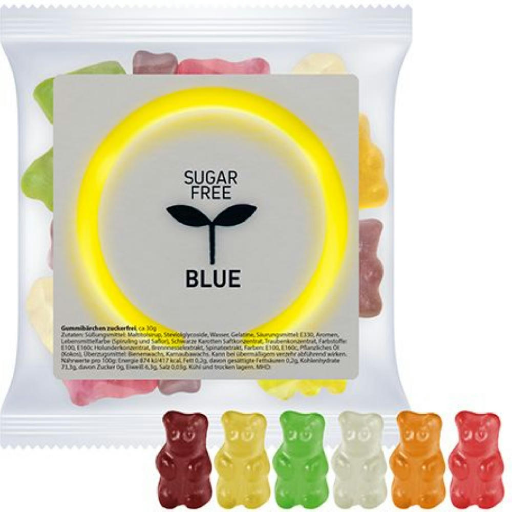 Gummibärchen zuckerfrei, ca. 30g, Express Maxi-Tüte mit Etikett