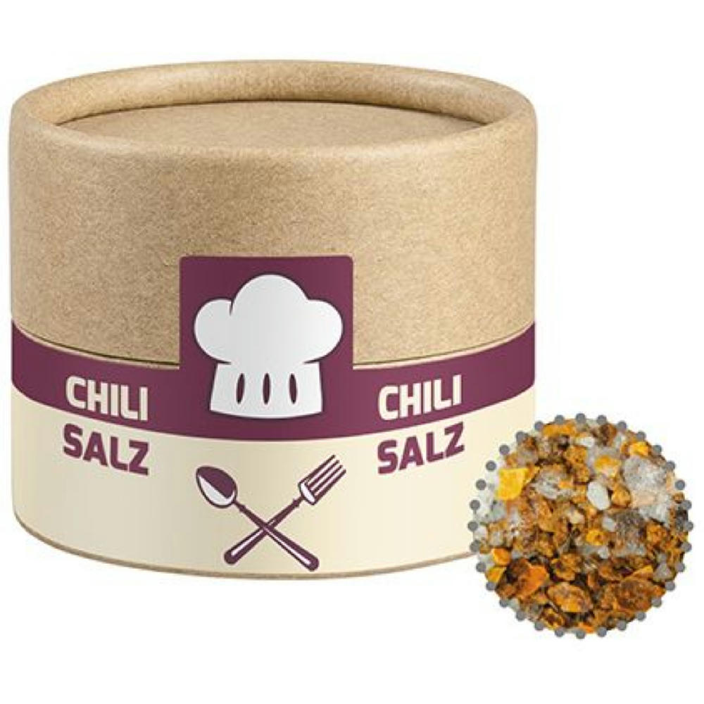 Gewürzmischung Chili-Salz, ca. 30g, Kraftpapierdose Mini