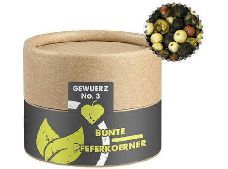 Gewürzmischung bunte Pfefferkörner, ca. 38g, Kraftpapierdose Mini