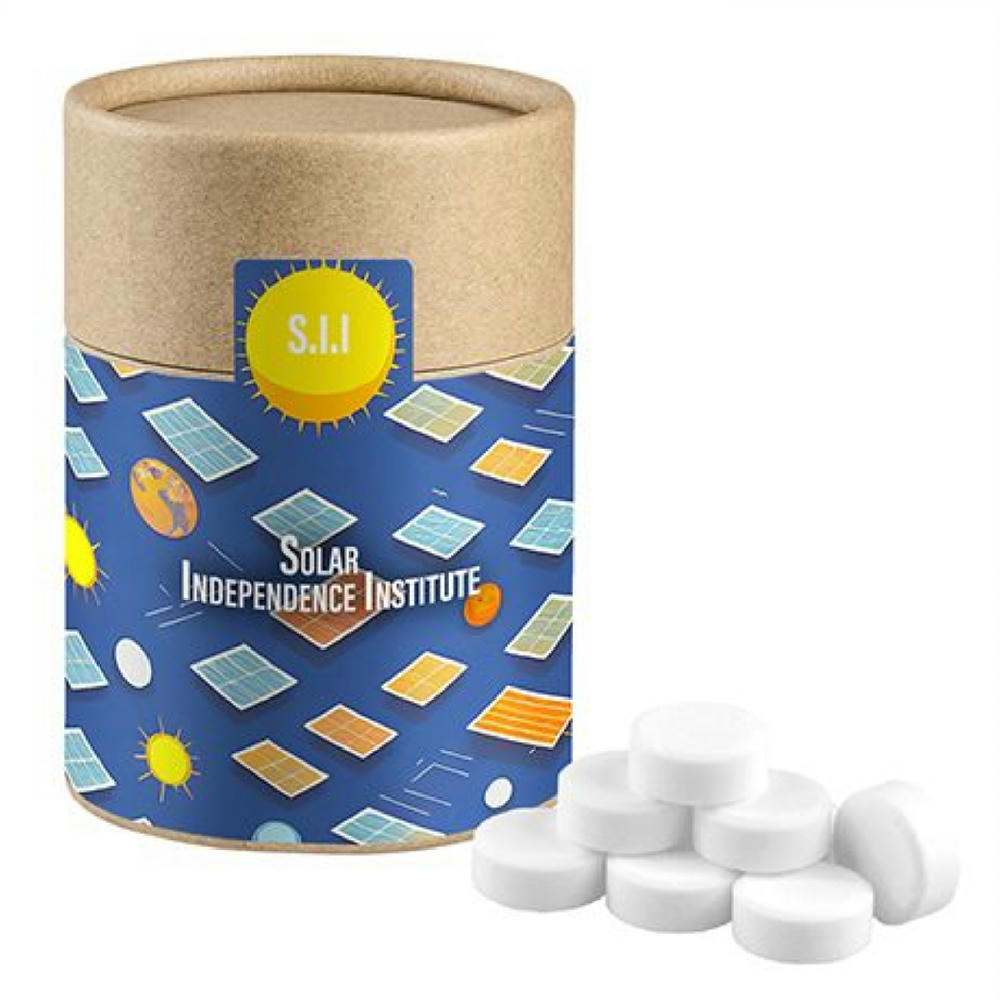 Pfefferminz Drops zuckerfrei, ca. 80g, Kraftpapierdose Midi